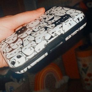 Black and White Plastic Cat Card Holder Wallet